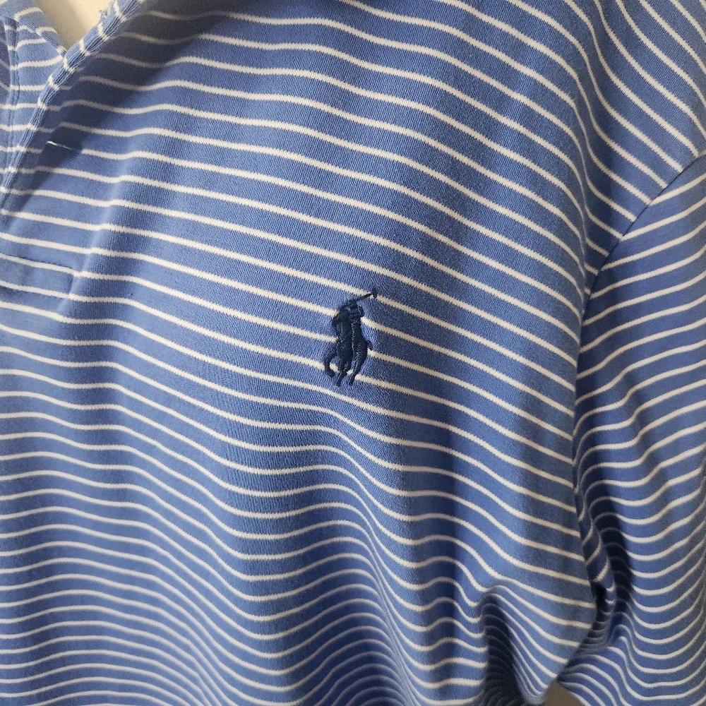 Vintage Blue Striped Polo Ralph Lauren Shirt Size XL
